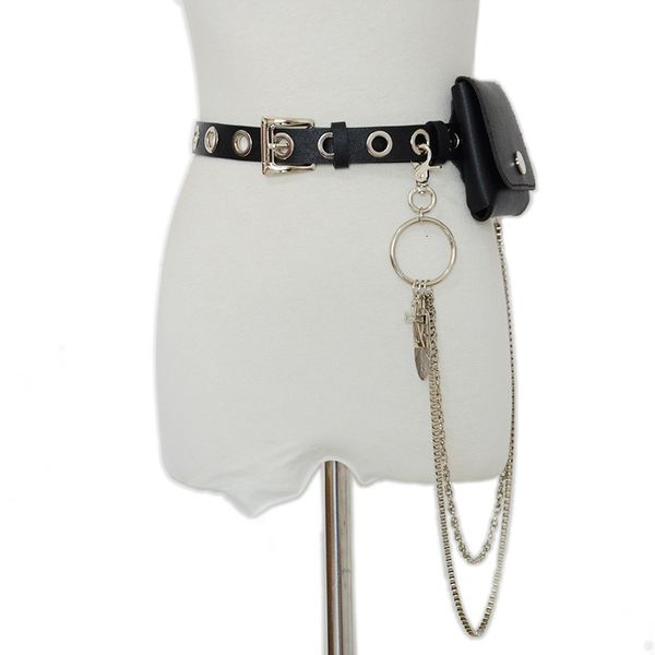 new fashion korean casual women's eye-catching chain decorative belt detachable waist pack punk style belt, Black;brown
new fashion korean casual women's eye-catching chain decorative belt detachable waist pack punk style belt, Black;brown