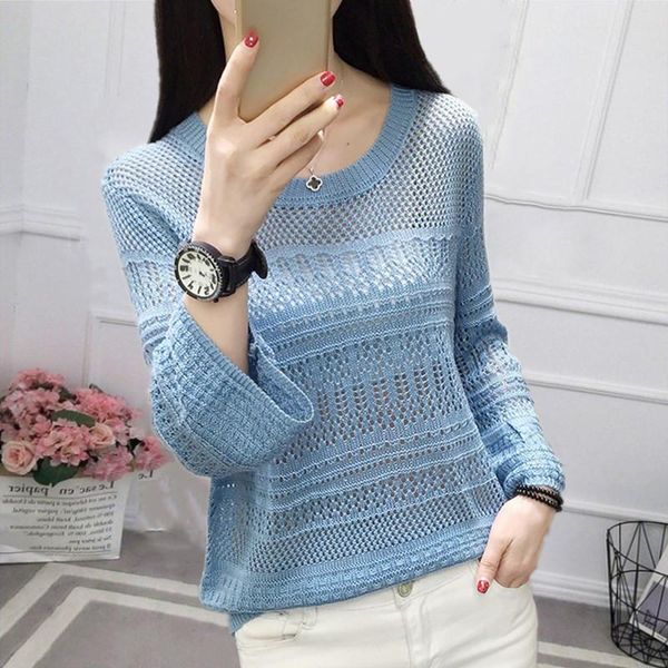 women's sweaters 2021 spring autumn women o-neck hollow out casual knitted female loose thin long sleeve knit pullover blue black, White;black
women's sweaters 2021 spring autumn women o-neck hollow out casual knitted female loose thin long sleeve knit pullover blue black, White;black