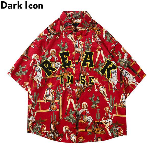 full printed loose men's shirts short sleeve summer turn-down collar shirt for men male black red 210603, White;black
full printed loose men's shirts short sleeve summer turn-down collar shirt for men male black red 210603, White;black