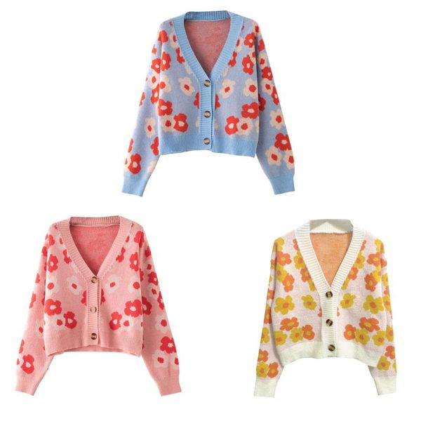 women's knits & tees cropped cardigan, long sleeve button down floral print knit sweater, White
women's knits & tees cropped cardigan, long sleeve button down floral print knit sweater, White