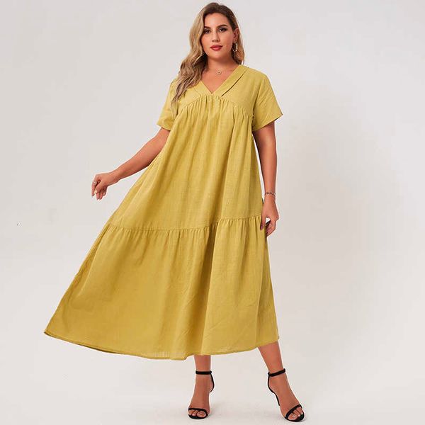 casual dresses summer long women plus size ginger solid color shirring folds short sleeve v-neck elegant large midi es gstl, Black;gray
casual dresses summer long women plus size ginger solid color shirring folds short sleeve v-neck elegant large midi es gstl, Black;gray