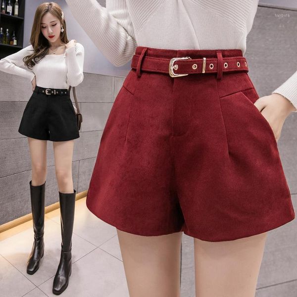 women's shorts autumn winter high waist women office lady woolen loose slim sashes red black skirt, White;black
women's shorts autumn winter high waist women office lady woolen loose slim sashes red black skirt, White;black