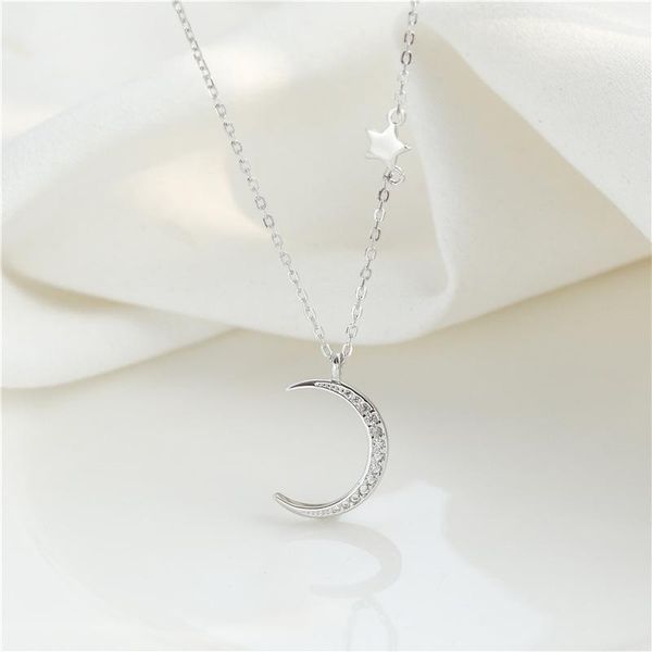 chains gu668a sterling silver 925 moon star necklace for women jewelry necklaces