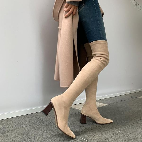 dress shoes autumn winter net red pointed square head thin legged elastic boots sleeve over knee thick heel knight, Black
dress shoes autumn winter net red pointed square head thin legged elastic boots sleeve over knee thick heel knight, Black