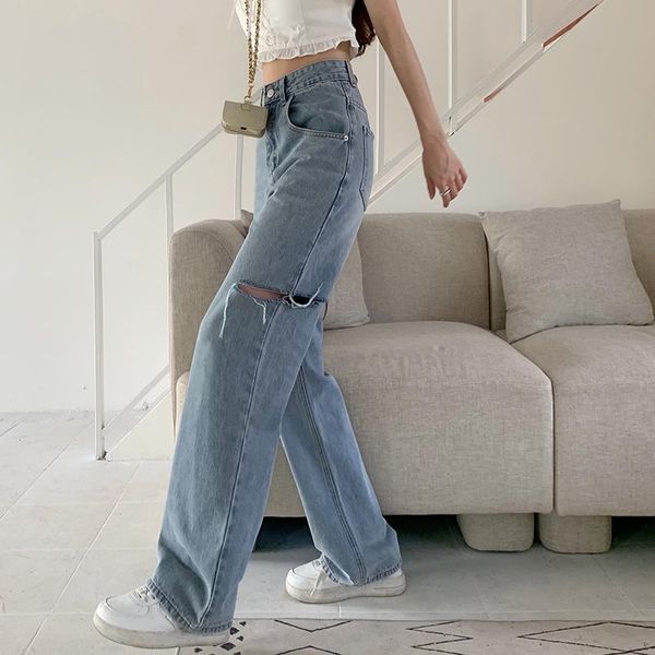 women's jeans s-xl summer korean style loose women ripped long denim pants casual high waist straight for womens (78706), Blue
women's jeans s-xl summer korean style loose women ripped long denim pants casual high waist straight for womens (78706), Blue