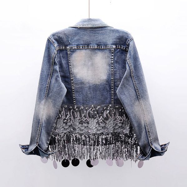 2021 sequins beading tassels hem coat fashion slim short denim jacket women spring casual outerwear chaqueta mujer ncwe, Black;brown
2021 sequins beading tassels hem coat fashion slim short denim jacket women spring casual outerwear chaqueta mujer ncwe, Black;brown