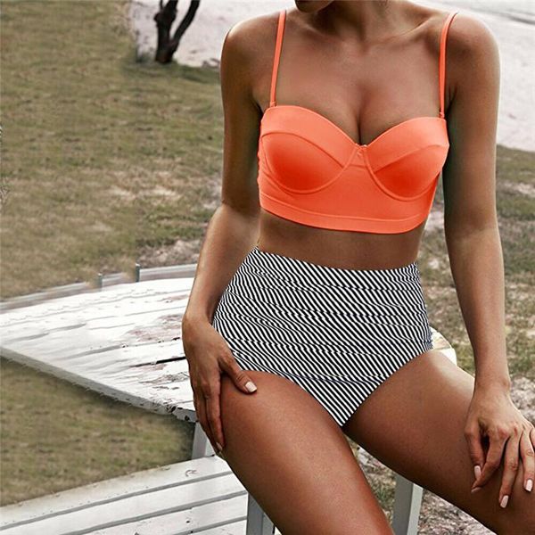 women's swimwear women high waisted bikini sets two pieces ladies' padded bra swimsuit summer backless beachwear bathing suit, White;black
women's swimwear women high waisted bikini sets two pieces ladies' padded bra swimsuit summer backless beachwear bathing suit, White;black