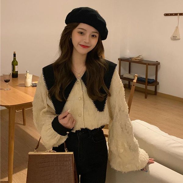women's knits & tees collar lace cardigan sweater blouse autumn 2021 french design lantern sleeves long sleeve bottomed wear, White
women's knits & tees collar lace cardigan sweater blouse autumn 2021 french design lantern sleeves long sleeve bottomed wear, White