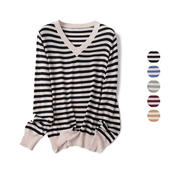 women's sweaters thin striped sweater 2021 spring autumn simple bottoming shirt loose outside wearing lazy style, White;black
women's sweaters thin striped sweater 2021 spring autumn simple bottoming shirt loose outside wearing lazy style, White;black