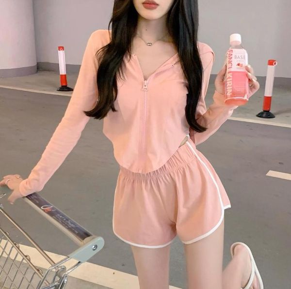 women's tracksuits casual two piece pink set women outfits long sleeve thin hooded short crop skinny shorts pant fashion tracksuit, Gray
women's tracksuits casual two piece pink set women outfits long sleeve thin hooded short crop skinny shorts pant fashion tracksuit, Gray