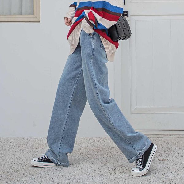 women's jeans s-3xl spring autumn women casual straight wide leg drooping style adjustable waist denim pants female trousers streetwear, Blue
women's jeans s-3xl spring autumn women casual straight wide leg drooping style adjustable waist denim pants female trousers streetwear, Blue