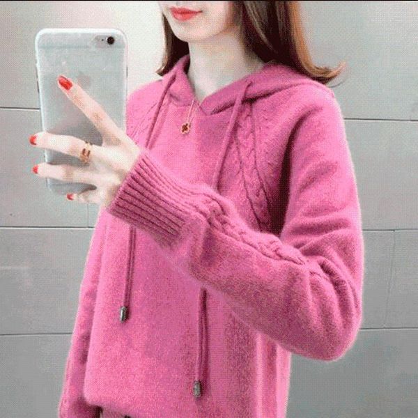 women's sweaters fashion ladies hooded sweater women 2021 knitting red casual pullover and jumper loose knitwear autumn, White;black
women's sweaters fashion ladies hooded sweater women 2021 knitting red casual pullover and jumper loose knitwear autumn, White;black