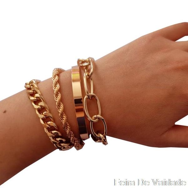 link, chain 4pcs punk curb cuban bracelets set for women miami boho thick gold color charm bangles fashion jewelry, Black
link, chain 4pcs punk curb cuban bracelets set for women miami boho thick gold color charm bangles fashion jewelry, Black