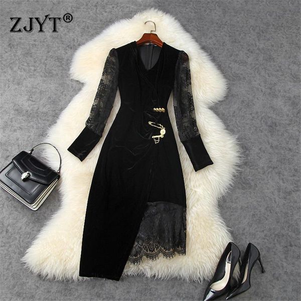 casual dresses elegant lady vestidos 2021 fashion runway designers long sleeve lace patchwork party black velvet dress women autumn, Black;gray
casual dresses elegant lady vestidos 2021 fashion runway designers long sleeve lace patchwork party black velvet dress women autumn, Black;gray