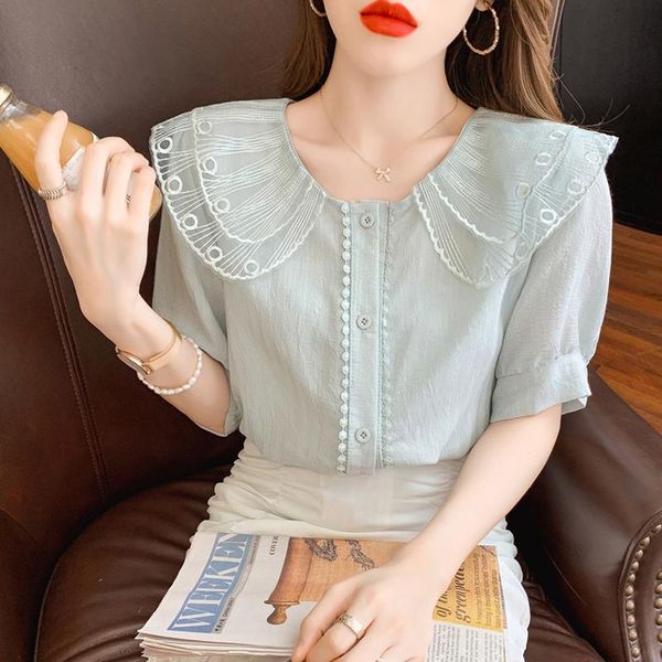 women's blouses & shirts short sleeve shirt summer 2021 loose thin fashion doll collar temperament versatile chiffon top, White
women's blouses & shirts short sleeve shirt summer 2021 loose thin fashion doll collar temperament versatile chiffon top, White