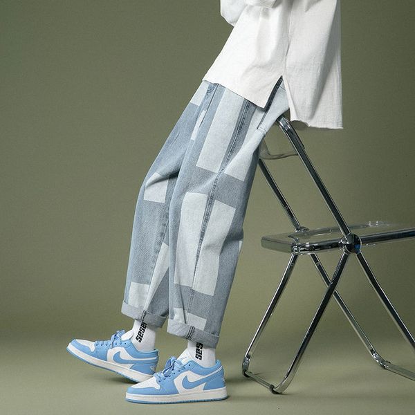 2021 spring summer plaid men's fashion retro casual drawstring jeans men streetwear hip-hop straight denim trousers mens a2uc, Blue
2021 spring summer plaid men's fashion retro casual drawstring jeans men streetwear hip-hop straight denim trousers mens a2uc, Blue