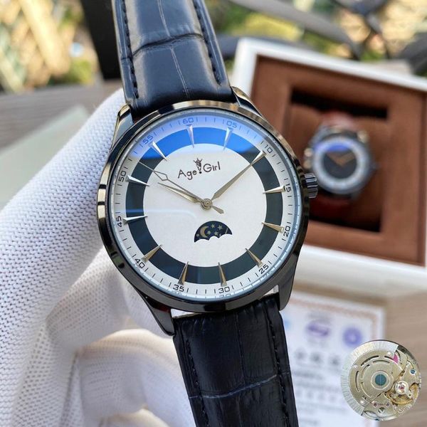 wristwatches men silver black brown leather moonphase stainless steel automatic mechanical limited sapphire glass back watch, Slivery;brown
wristwatches men silver black brown leather moonphase stainless steel automatic mechanical limited sapphire glass back watch, Slivery;brown