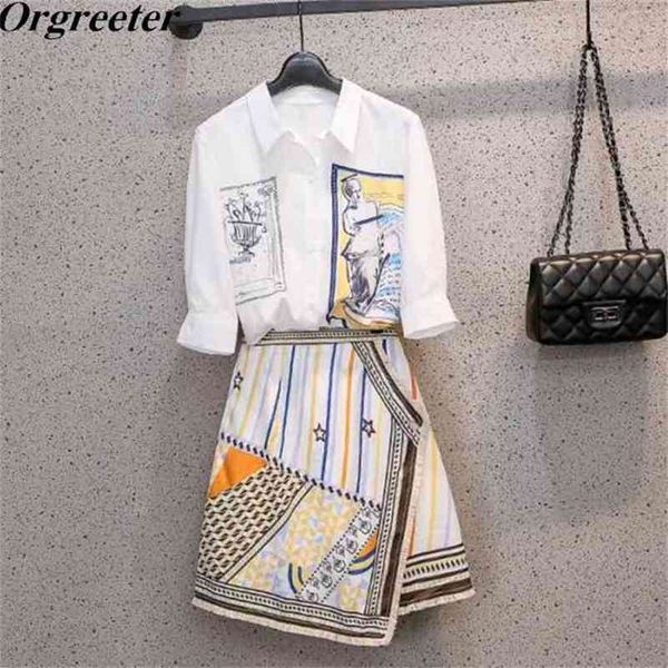 plus size elegant ladies retro printted shirt skirt two piece set tassel stitching asymmetric with women's outfits 210602, White
plus size elegant ladies retro printted shirt skirt two piece set tassel stitching asymmetric with women's outfits 210602, White