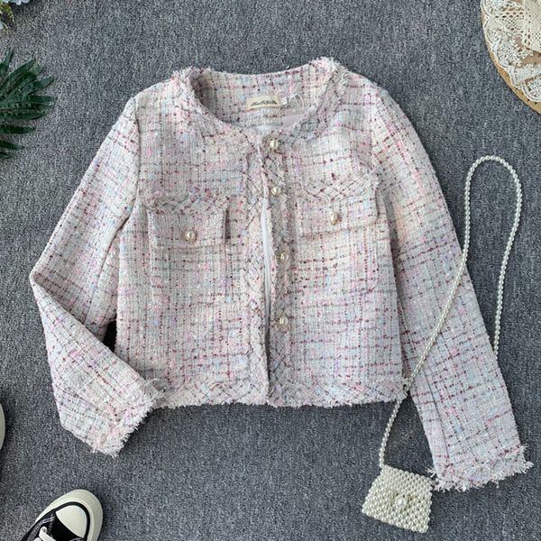 2021 new autumn winter vintage tassel tweed jacket coat women small fragrance korean woollen cropped coats elegant short outerwear k2dt, Black;brown
2021 new autumn winter vintage tassel tweed jacket coat women small fragrance korean woollen cropped coats elegant short outerwear k2dt, Black;brown