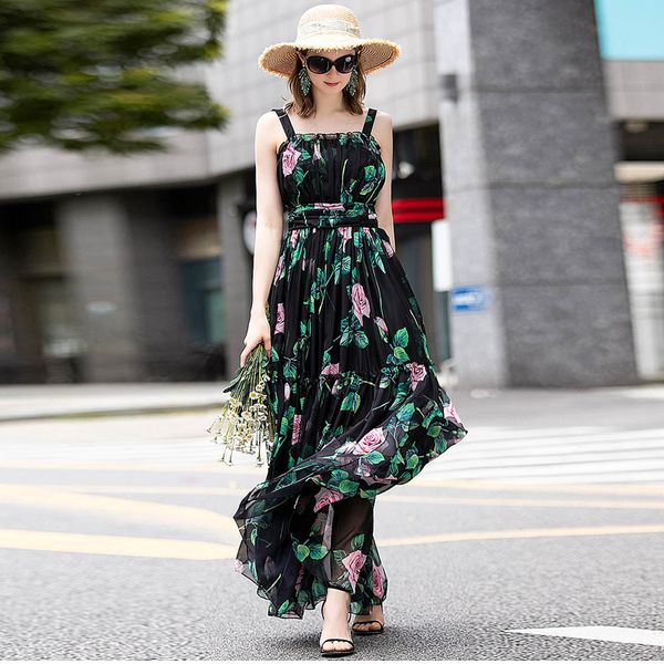 long dress runway 2021 new women's fashion beach outing vintage elegant print chiffon party dresses kxa8, Black;gray
long dress runway 2021 new women's fashion beach outing vintage elegant print chiffon party dresses kxa8, Black;gray