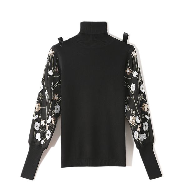 flower sequins embroidered female fine knitted sweater turtlenecks sweaters outerwear 94007 iugh, White;black
flower sequins embroidered female fine knitted sweater turtlenecks sweaters outerwear 94007 iugh, White;black