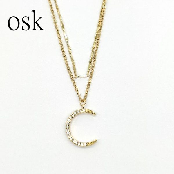 pendant necklaces osk fashion women trendy zircon jewelry c gold simple temperament double layer, Silver
pendant necklaces osk fashion women trendy zircon jewelry c gold simple temperament double layer, Silver