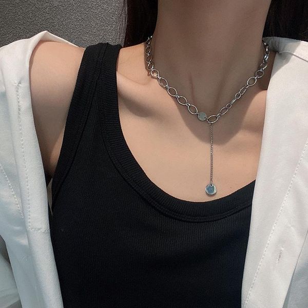 chains european american retro disc titanium steel necklace female long chain tassel clavicle hip-hop trend round brand pendant, Silver
chains european american retro disc titanium steel necklace female long chain tassel clavicle hip-hop trend round brand pendant, Silver