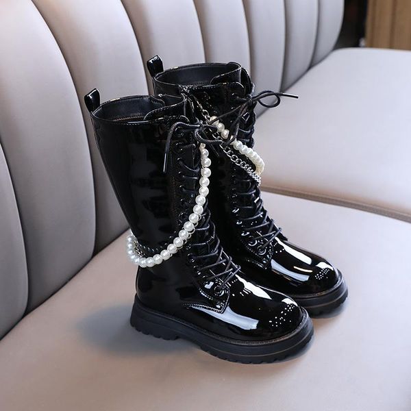 boots high for girls knee-length pearl chain decoration patent leather fashion children plush waterproof girl winter shoes, Black;grey
boots high for girls knee-length pearl chain decoration patent leather fashion children plush waterproof girl winter shoes, Black;grey