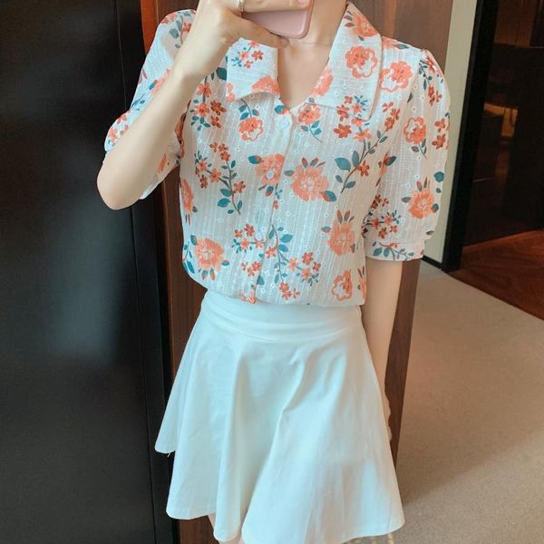 women's blouses & shirts summer chiffon shirt short-sleeved design floral print single-breasted retro lapel all-match blouse female, White
women's blouses & shirts summer chiffon shirt short-sleeved design floral print single-breasted retro lapel all-match blouse female, White