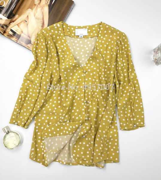 women's blouses & shirts elfstyle viscose yellow contrast dot printed blouse - 2021 female button closured shirt with elbow sleeve, White
women's blouses & shirts elfstyle viscose yellow contrast dot printed blouse - 2021 female button closured shirt with elbow sleeve, White