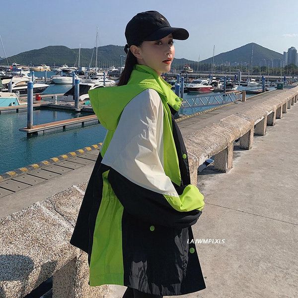 women's trench coats contrasting color windbreaker women 2021 spring autumn splicing casual korean coat hooded drawstring jacket, Tan;black
women's trench coats contrasting color windbreaker women 2021 spring autumn splicing casual korean coat hooded drawstring jacket, Tan;black
