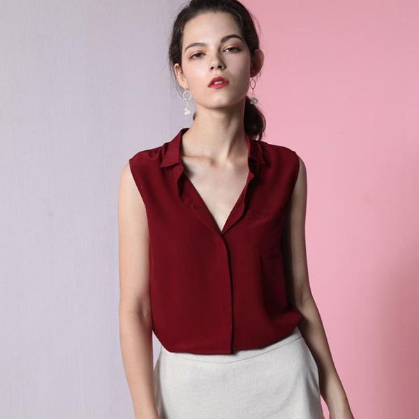 women's blouses & shirts 2021 lapels silk shirt sleeveless women female thin blouse womens satin breasted lapel elegant, White
women's blouses & shirts 2021 lapels silk shirt sleeveless women female thin blouse womens satin breasted lapel elegant, White