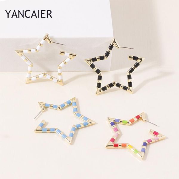 hoop & huggie yancaier gold-color five-pointed star earrings enamel exquisite female jewelry findings accessories, Golden;silver
hoop & huggie yancaier gold-color five-pointed star earrings enamel exquisite female jewelry findings accessories, Golden;silver