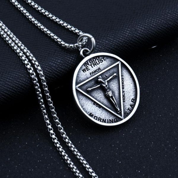 pendant necklaces morning star satan lucifer commemorative coin pentecost anime cosplay props accessory medal character, Silver
pendant necklaces morning star satan lucifer commemorative coin pentecost anime cosplay props accessory medal character, Silver