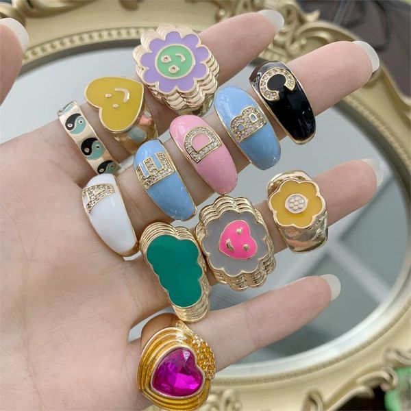 wedding rings fflacell smile korean a-z letter metal drip glaze rhinestone open ring adjustable dripping oil lucky jewelry for women, Slivery;golden
wedding rings fflacell smile korean a-z letter metal drip glaze rhinestone open ring adjustable dripping oil lucky jewelry for women, Slivery;golden