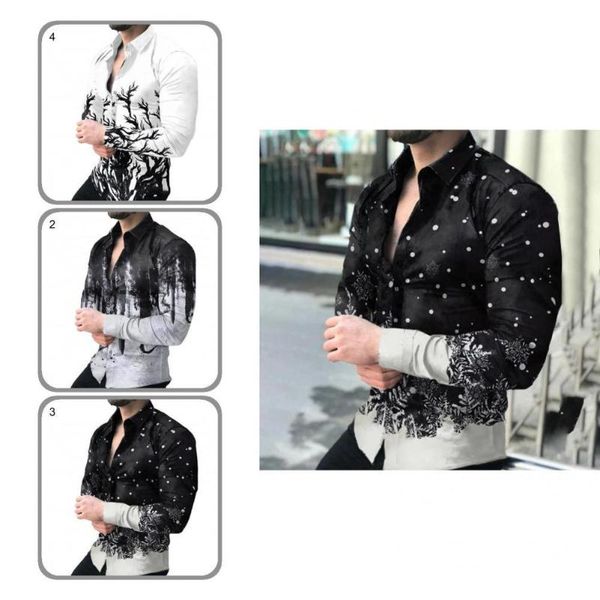 men's casual shirts men shirt loose-fitting digital printing stylish printed top, White;black
men's casual shirts men shirt loose-fitting digital printing stylish printed top, White;black