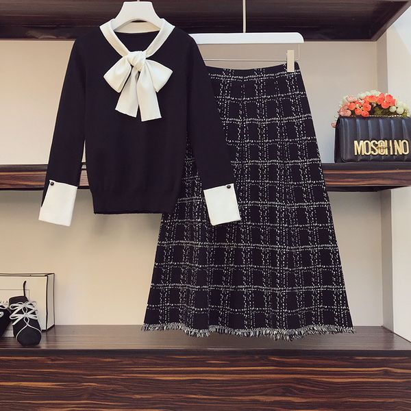 m-4xl plus female size autumn elegant winter classic upper shirt and tweed chess skirt two pieces of vintage black suit ap72
m-4xl plus female size autumn elegant winter classic upper shirt and tweed chess skirt two pieces of vintage black suit ap72