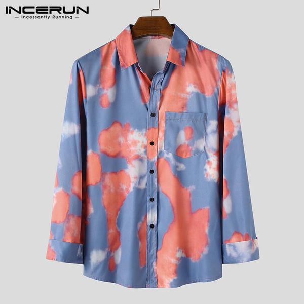 incerun men tie dye shirt long sleeve button brand streetwear turn down collar hawaiian shirts fashion 2021 camisa masculina 5xl, White;black 
incerun men tie dye shirt long sleeve button brand streetwear turn down collar hawaiian shirts fashion 2021 camisa masculina 5xl, White;black