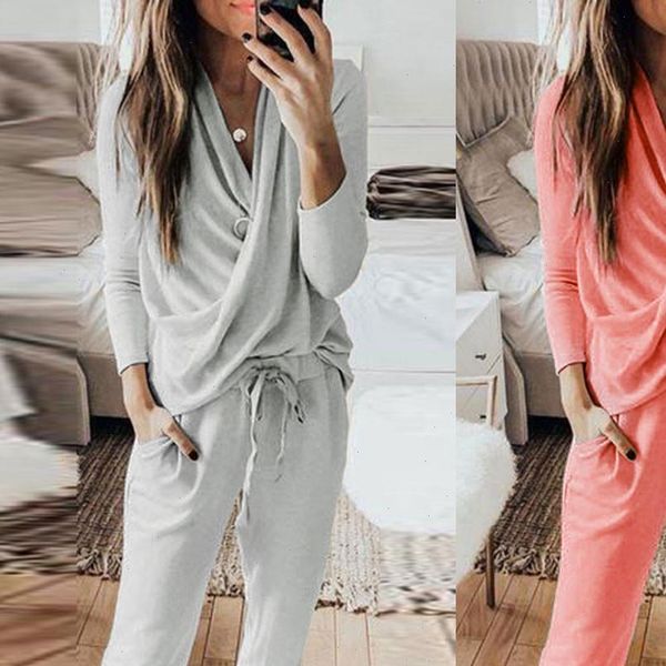 2 piece set women tracksuit solid color pants sets leisure wear lounge wear suit ensemble femme 47, Gray
2 piece set women tracksuit solid color pants sets leisure wear lounge wear suit ensemble femme 47, Gray