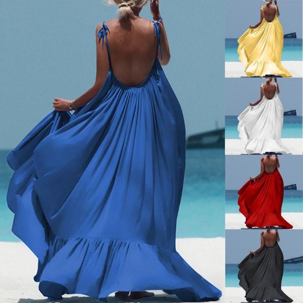 casual dresses women boho maxi solid sleeveless long backless elegant dress summerplus size pure color evening party beach, Black;gray
casual dresses women boho maxi solid sleeveless long backless elegant dress summerplus size pure color evening party beach, Black;gray