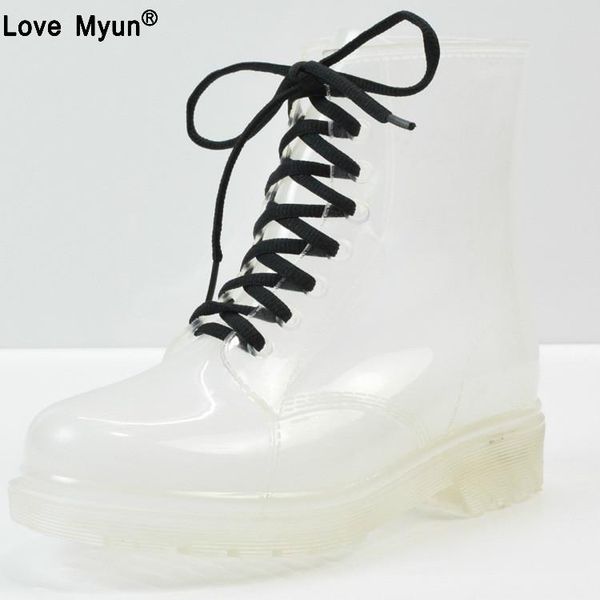 boots women rain mature lady lace up waterproof shoes transparent candy color ankle outdoor girl's, Black
boots women rain mature lady lace up waterproof shoes transparent candy color ankle outdoor girl's, Black