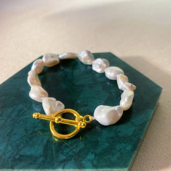 women baroque nutural pearl bracelet with real gold plated clasp pearl bangle, Golden;silver
women baroque nutural pearl bracelet with real gold plated clasp pearl bangle, Golden;silver