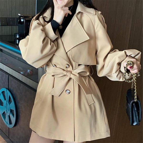women's trench coats autumn korean short khaki coat plus sashes women loose double breasted epaulet lapel long sleeve casual thin windb, Tan;black
women's trench coats autumn korean short khaki coat plus sashes women loose double breasted epaulet lapel long sleeve casual thin windb, Tan;black