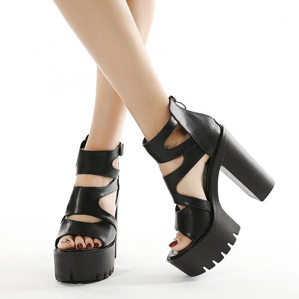 sandals 2021 hollow out buckle peep toe platform 13cm high heels ladies block heel thick sole anti-slip women ankle, Black
sandals 2021 hollow out buckle peep toe platform 13cm high heels ladies block heel thick sole anti-slip women ankle, Black