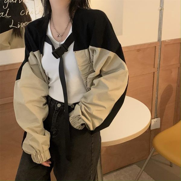 women's jackets hong kong style coats patchwork plus size high waist fashion streetwear chic elegant autumn women, Black;brown
women's jackets hong kong style coats patchwork plus size high waist fashion streetwear chic elegant autumn women, Black;brown