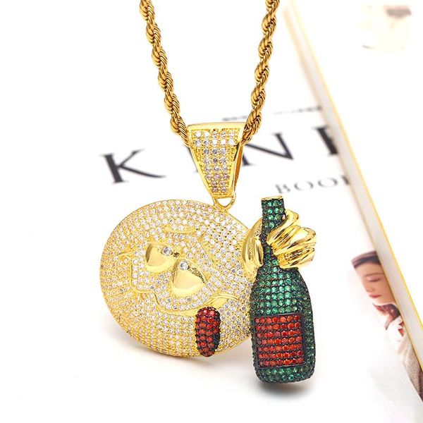 pendant necklaces cross-border cartoon wine bottle copper inlaid zircon hip-hop men's necklace accessories factory direct sales, Silver
pendant necklaces cross-border cartoon wine bottle copper inlaid zircon hip-hop men's necklace accessories factory direct sales, Silver