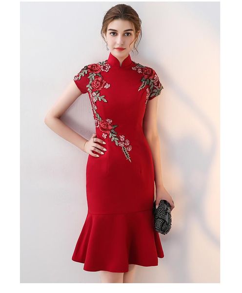 ethnic clothing chinese wedding evening party embroidery modern cheongsam qipao dress, Red
ethnic clothing chinese wedding evening party embroidery modern cheongsam qipao dress, Red