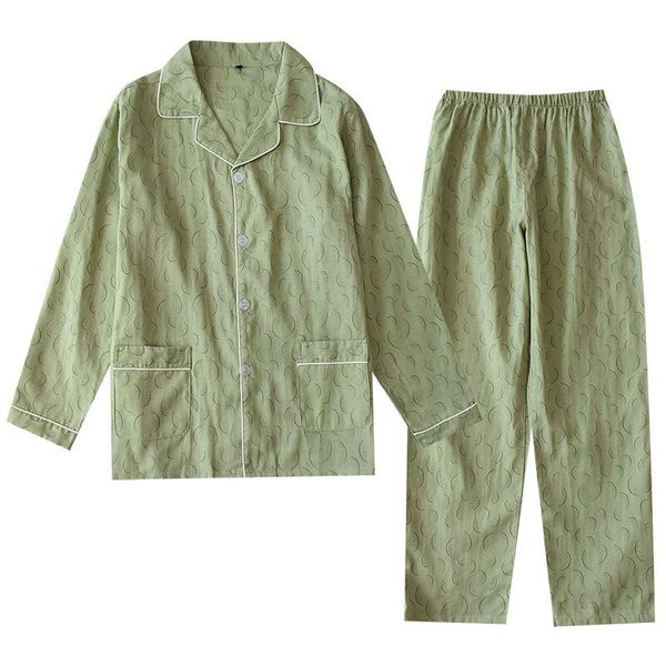 men's sleepwear men pajama set cotton button spring summer home clothes two piece suit loose printed nightwear male long-sleeve pant, Black;brown
men's sleepwear men pajama set cotton button spring summer home clothes two piece suit loose printed nightwear male long-sleeve pant, Black;brown