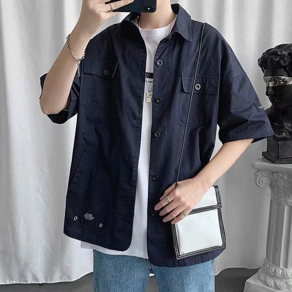 men's casual shirts japanese spring national tide retro ami khaki tooling loose short-sleeved shirt men summer vintage, White;black
men's casual shirts japanese spring national tide retro ami khaki tooling loose short-sleeved shirt men summer vintage, White;black
