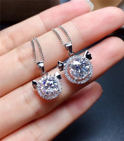 cute animal shaped moissanite pendant necklace rhodium plated diamond chain women trendy jewelry, Silver
cute animal shaped moissanite pendant necklace rhodium plated diamond chain women trendy jewelry, Silver